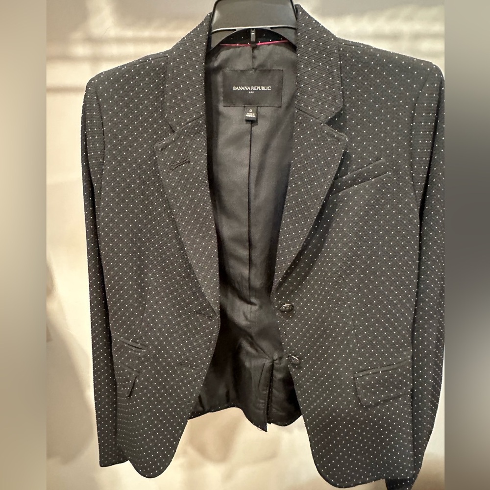 Black and white polka dot blazer